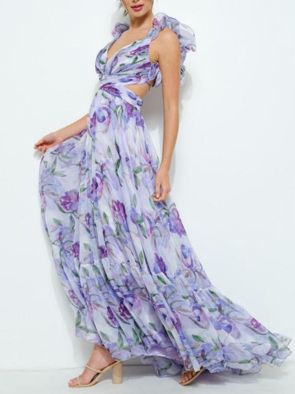 Rochie maxi imprimată fără spate