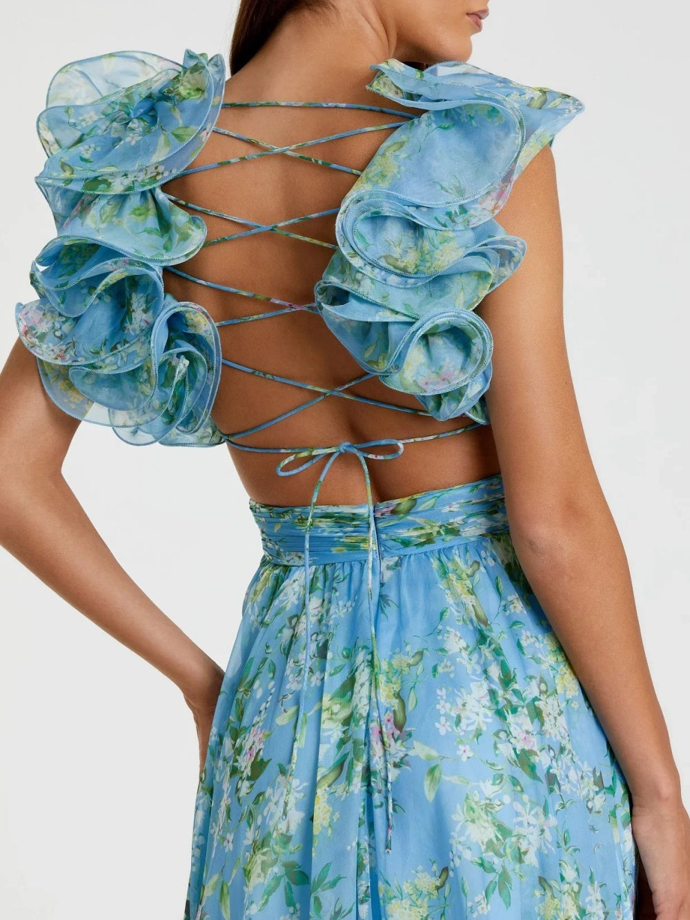 Rochie maxi imprimată fără spate