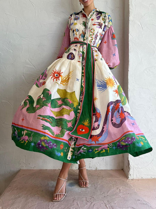 Rochie Plisată cu Mâneci Lungi și Croială Lejeră
