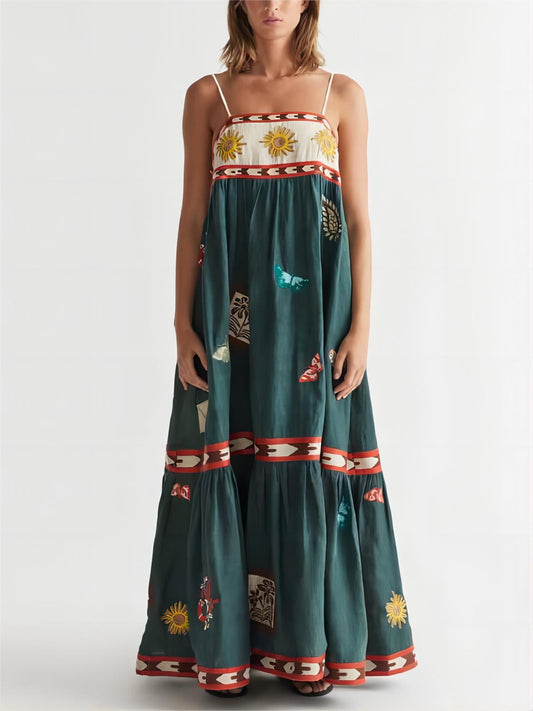 Rochie Midi Unică Printată Distractivă de Vară