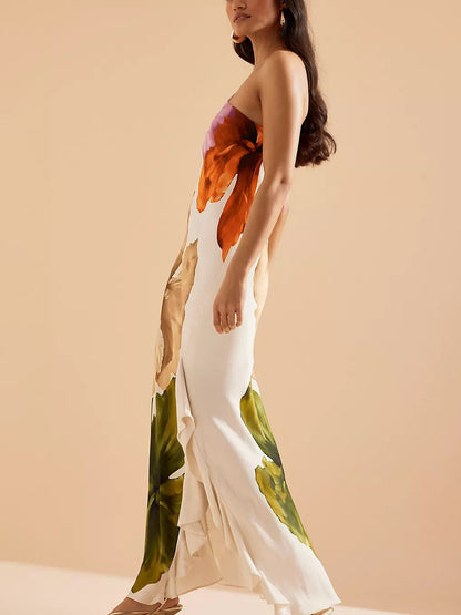 Rochie Maxi Elegantă cu Imprimeu Floral, cu Un Umăr
