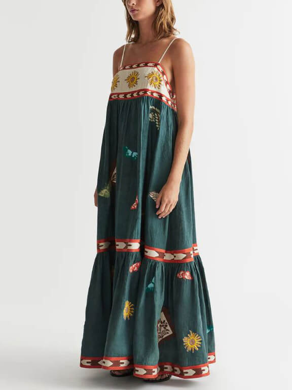 Rochie Midi Unică Printată Distractivă de Vară