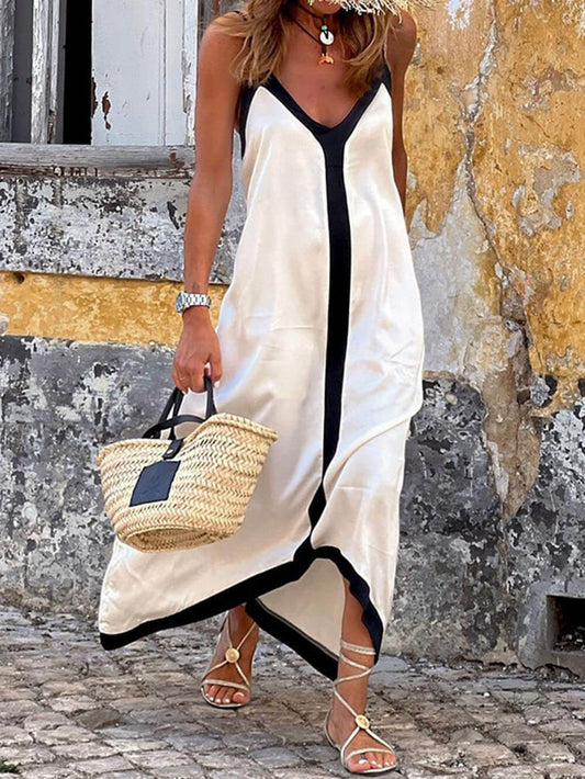 Rochie Midi cu Bretele Colorblock Lavechic