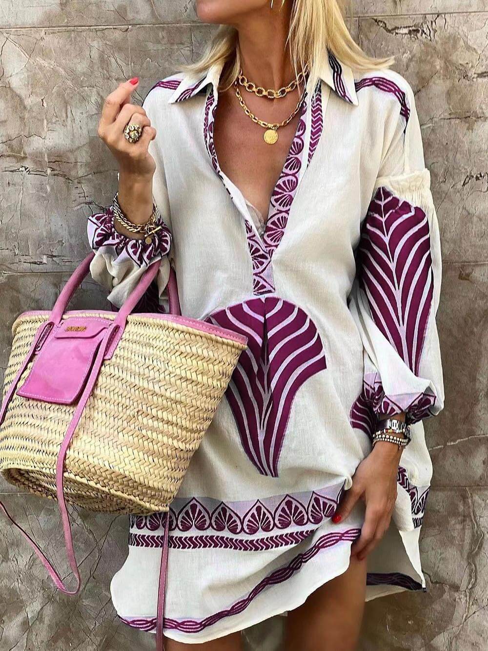 Rochie Mini de Sărbătoare cu Imprimare Unică