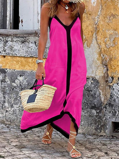 Rochie Midi cu Bretele Colorblock Lavechic