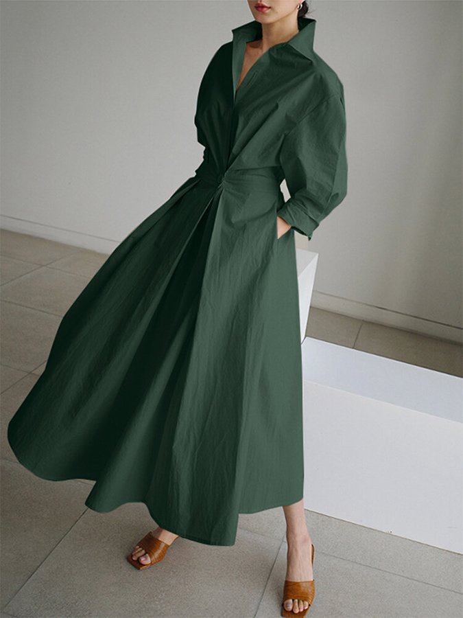 Clémence™ | Rochie midi cu detalii de nasturi