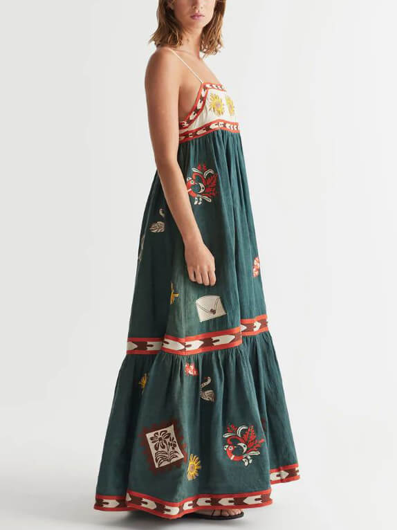 Rochie Midi Unică Printată Distractivă de Vară
