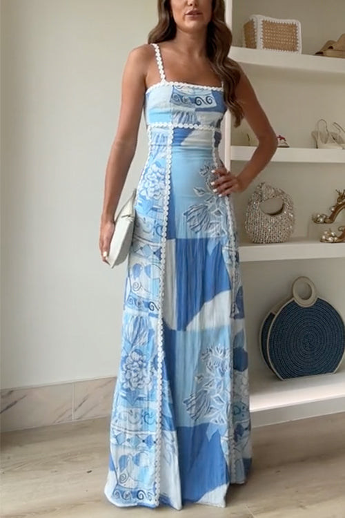 Rochie Maxi Cami cu Decupaj în Spate și Curele Ric Rac