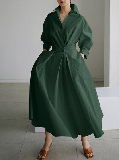 Clémence™ | Rochie midi cu detalii de nasturi