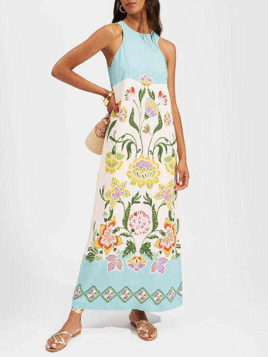 Rochie Midi fără Mâneci cu Imprimare Florală Sunshine Exquisit