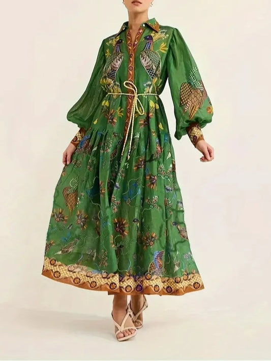 Rochie Maxi Cardigan cu Imprimeu Floral