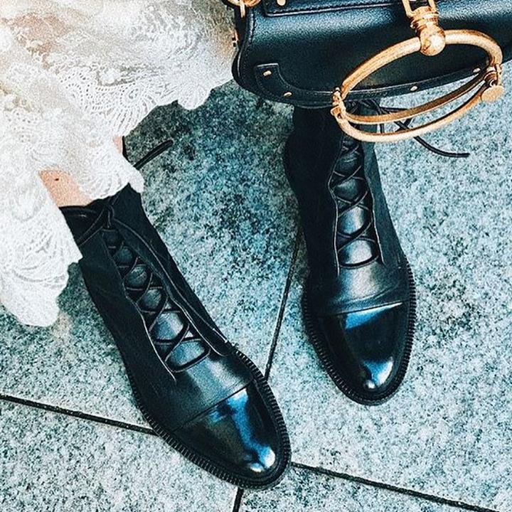 Amoria | Luxe Noir Lace-Up Boots