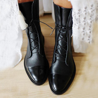 Amoria | Luxe Noir Lace-Up Boots