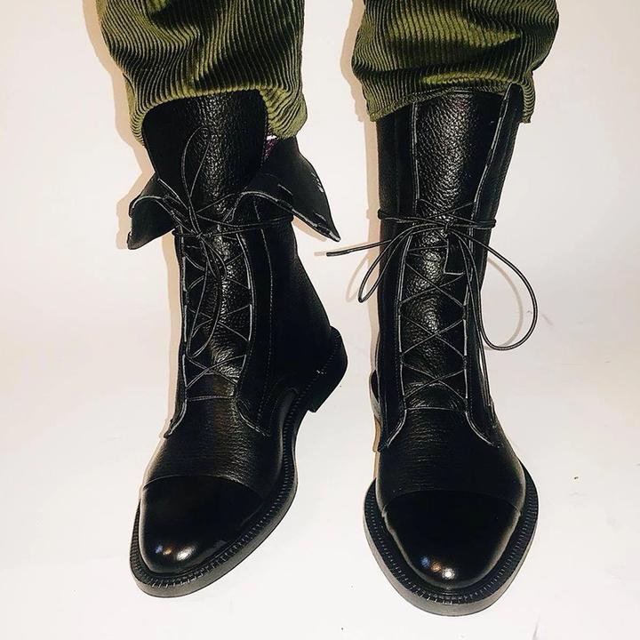 Amoria | Luxe Noir Lace-Up Boots