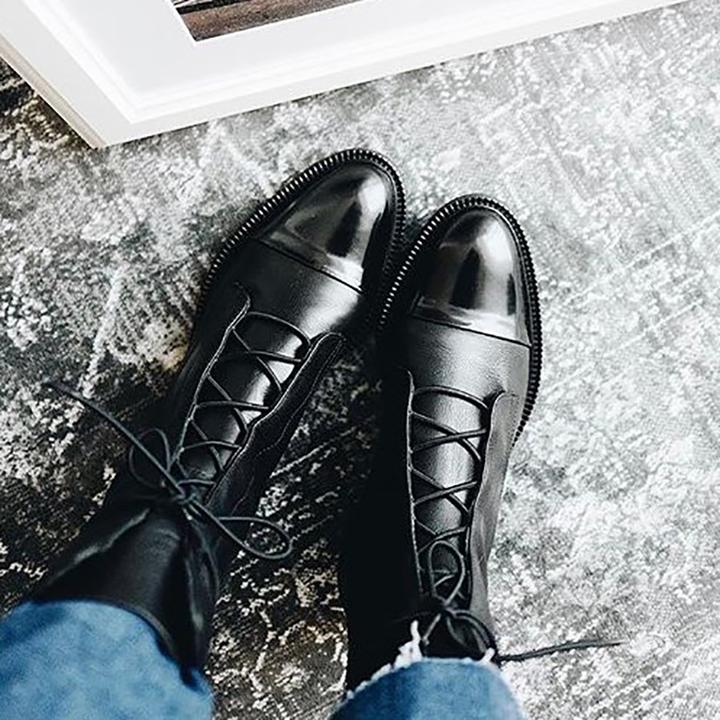 Amoria | Luxe Noir Lace-Up Boots