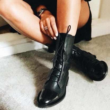 Amoria | Luxe Noir Lace-Up Boots