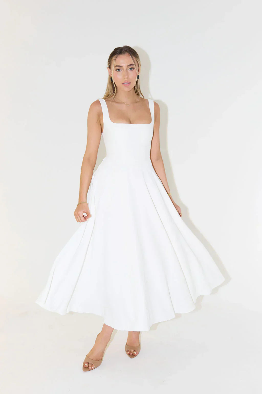Melanie | Rochie Midi cu Talie Înaltă