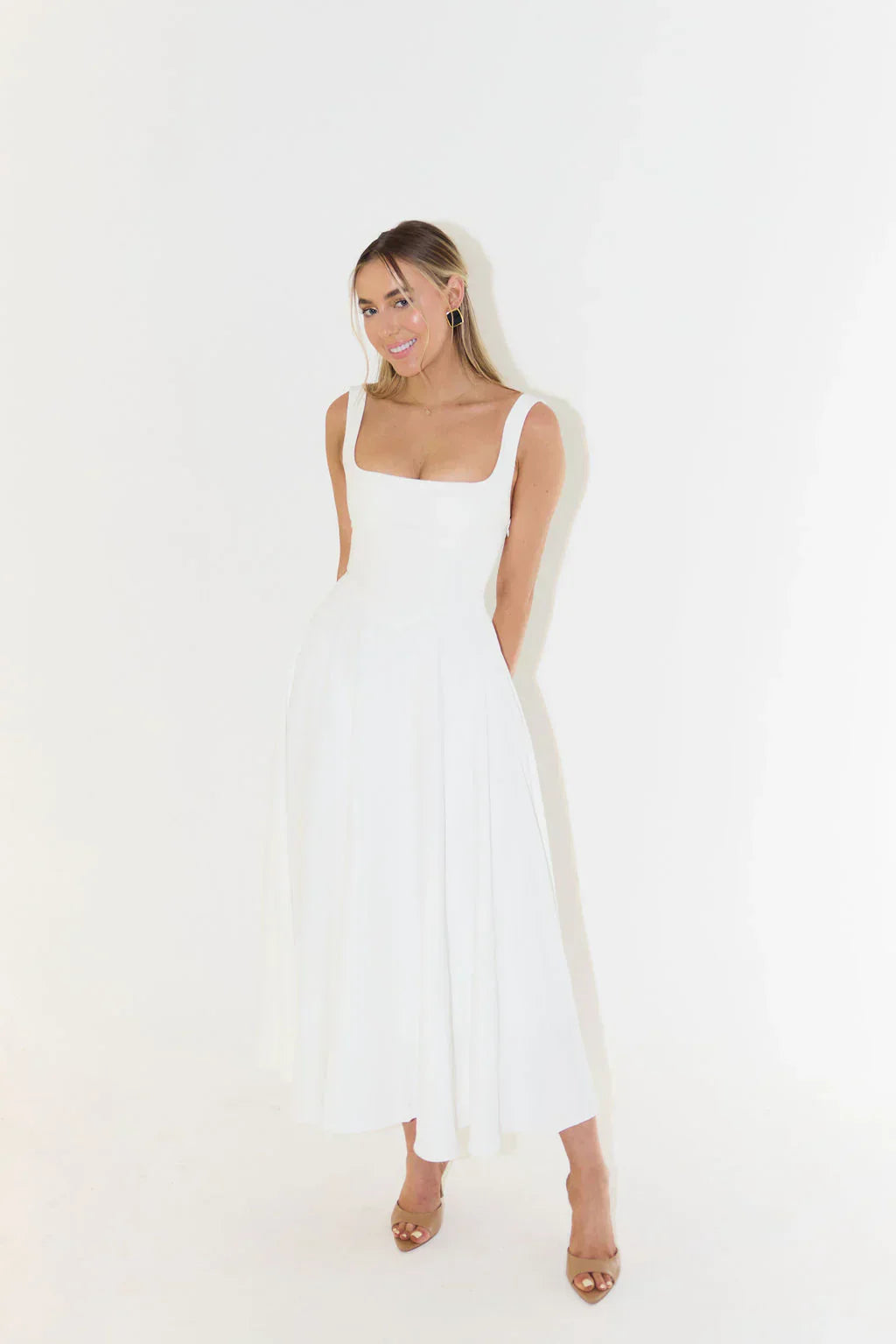Melanie | Rochie Midi cu Talie Înaltă