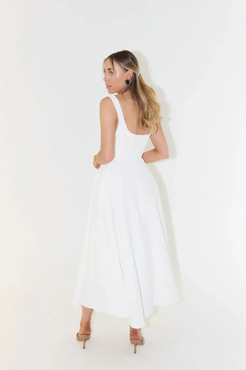 Melanie | Rochie Midi cu Talie Înaltă